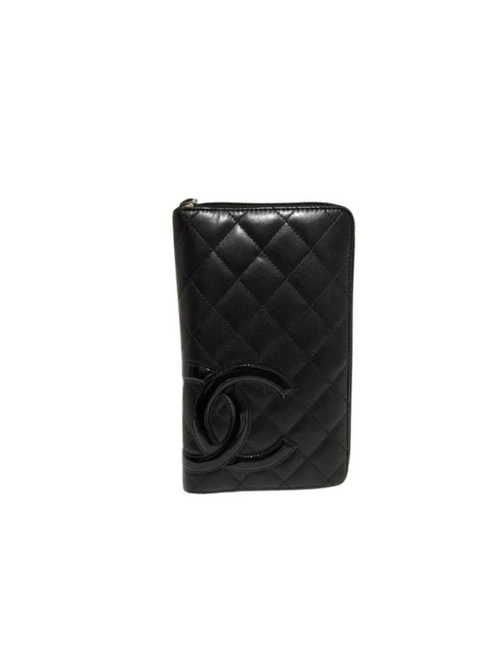 Chanel Wallet Cambon Line Black Pink Leather CC Logo Round